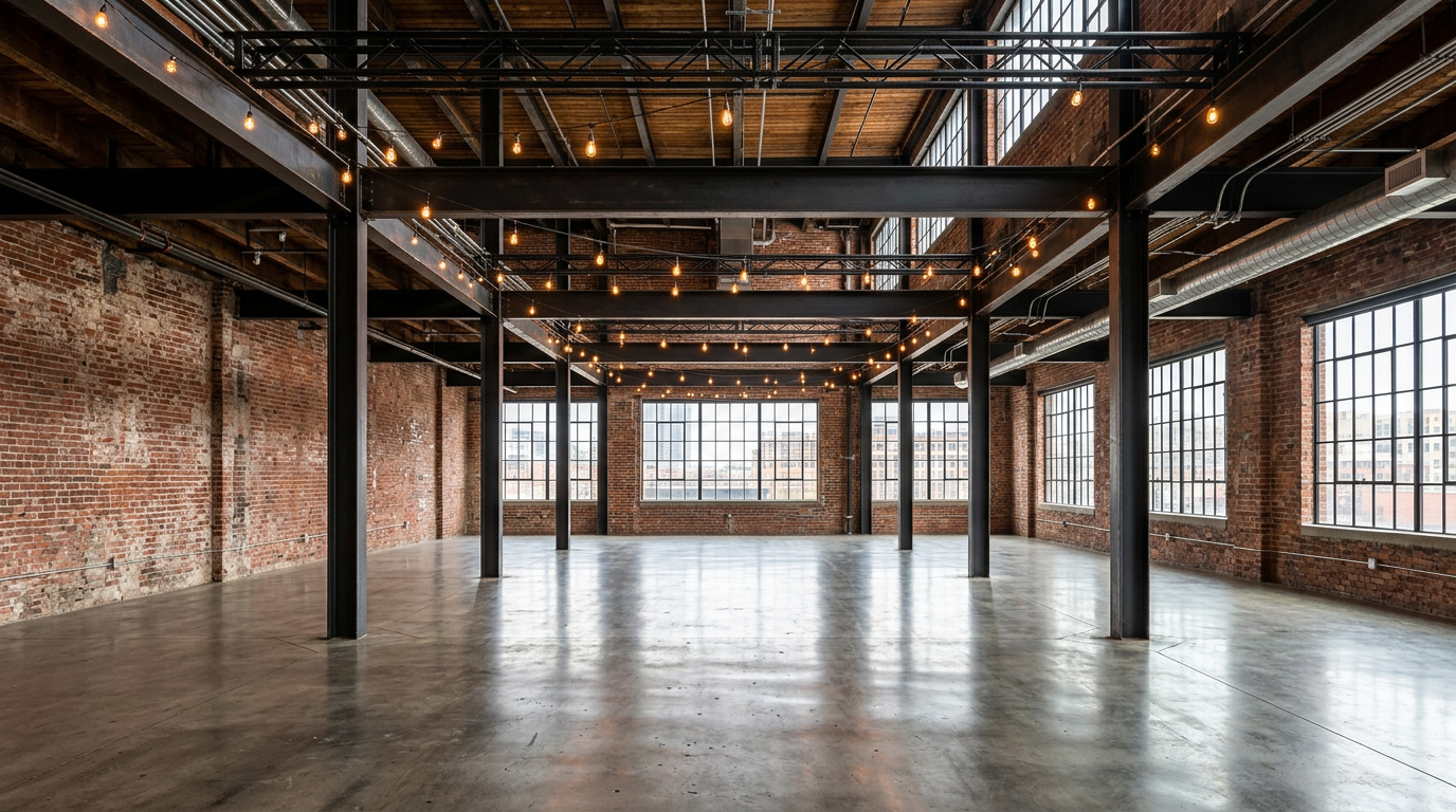 Industrial Loft / Warehouse — representative image, not the actual venue